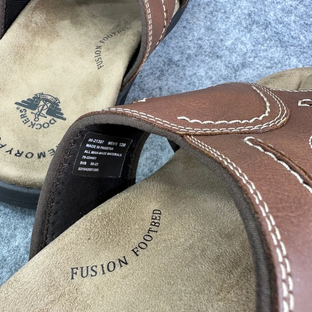 Dockers Sunland Mens Size 12 Chestnut Memory Foam Slide Sandals Casual Shoes New